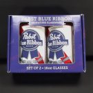 Pabst Blue Ribbon PBR Set 2 New Glasses Lead Free Dishwasher Safe