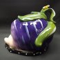 Heather Goldminc Blue Sky Clayworks Purple Turnip Dish Cover Server Collectible
