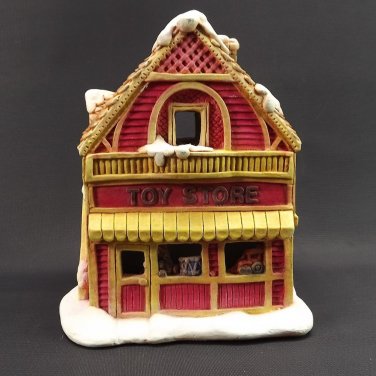 Vintage Christmas Village Red Toy Story Hand Painted Detail Ceramic