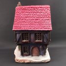 1986 Pat Betts Vintage Christmas Village Gift Shop Ceramic Red Roof 2 Story