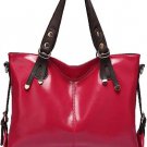 Fuchsia Faux Leather Buckle Accent Stylish Tote Handbag