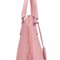 Pink Solid Color Faux Leather Top Handle Tote Handbag