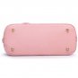 Pink Solid Color Faux Leather Top Handle Tote Handbag