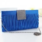 Solid Color Ruched Rhinestone Decor Chain Link Clutch