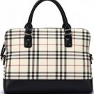 Plaid Faux Leather Top Handle Tote Handbag