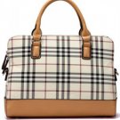 Plaid Faux Leather Top Handle Tote Handbag