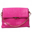 Fuchsia Faux Leather Twist Lock Shoulder Bag