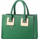 Green Faux Leather Top Handle Tote Handbag