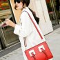 Red Faux Leather Top Handle Tote Handbag