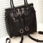 Black Faux Leather Twist Lock Backpack