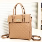 Apricot Faux Leather Twist Lock Backpack