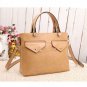 Khaki Pu Top Handle Zipper Closure Tote Bag