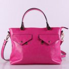 Fuchsia Pu Top Handle Zipper Closure Tote Bag