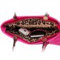 Fuchsia Pu Top Handle Zipper Closure Tote Bag