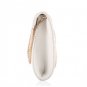 White Faux Leather Metallic Trim Envelope Clutch