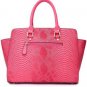 Fuchsia Faux Leather Croco Top Handle Tote Handbag