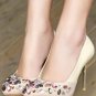 Beige Jeweled Pointed Toe Pump Heels(US6)