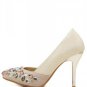 Beige Jeweled Pointed Toe Pump Heels(US6)