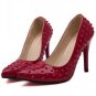 Red Faux Pu Spike Pump Heels(US5)