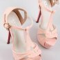 Pink Peep Toe T-strap Platform High Heels(US7.5)