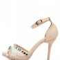Apricot Faux Jewel Peep Toe Ankle Strap Heels(US6.5)