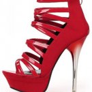 Red Cross Strap Platform Gladiator Heels(US8)