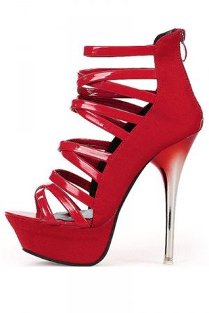 Red Cross Strap Platform Gladiator Heels(US8)