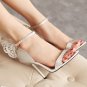 Silver Butterfly Open Toe Ankle Strap Stiletto Heels(US7)