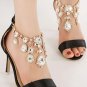 Black Faux Jewel Open Toe Stiletto Heels(US6)