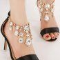Black Faux Jewel Open Toe Stiletto Heels(US7.5)