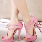 Pink Cutout Ankle Strap Platform Stiletto Heels(US8)