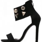 Black Studded Ankle Strap Stiletto Heels(US6.5)