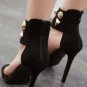 Black Studded Ankle Strap Stiletto Heels(US7)