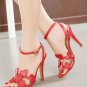 Red Heart Decor Open Toe Single Sole Heels(US7)