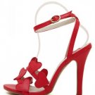 Red Heart Decor Open Toe Single Sole Heels(US7.5)