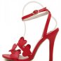 Red Heart Decor Open Toe Single Sole Heels(US7.5)