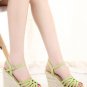 Light Green Peep Toe Ankle Strap Woven Wedges(US5)