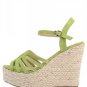 Light Green Peep Toe Ankle Strap Woven Wedges(US6.5)