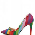 Multi Studded Pointed Toe Single Sole Stiletto Heels(US8.5)