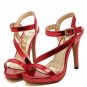 Red Open Toe Ankle Strap Platform Heels(US5)