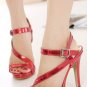 Red Open Toe Ankle Strap Platform Heels(US5)
