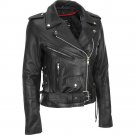 New Women Classic zip up Brando Style Black Real Leather Fashion Jacket