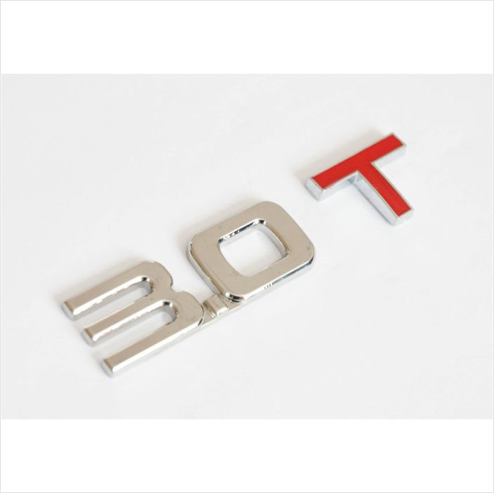 3.0 T Metal Chrome 3D Car Badge / Adhesive Badge Sticker Decor