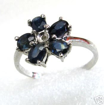 100% Natural Blue sapphire ring size 7 & .925 sterling silver