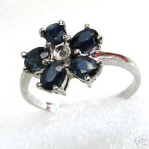 100% Natural Blue sapphire ring size 7 & .925 sterling silver