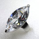 HUGE ZIRCON(32X16) RING SIZE 8&10KT WHITE GOLD PLATED