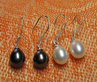 Fresh water pearl dangle earrings in .925 sterling silver,Great price!don't miss!