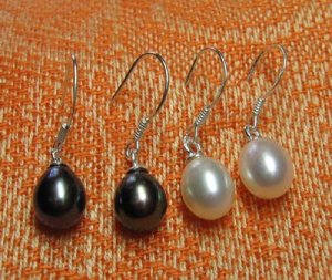 Fresh water pearl dangle earrings in .925 sterling silver,Great price!don't miss!