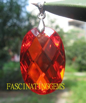 50.00CT CHARMING STUNNING BLOOD RED OVAL ZIRCON PENDANT