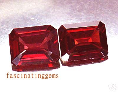 7.95CT PAIR BEAUTIFUL RICH RED RECTANGLE ZIRCON